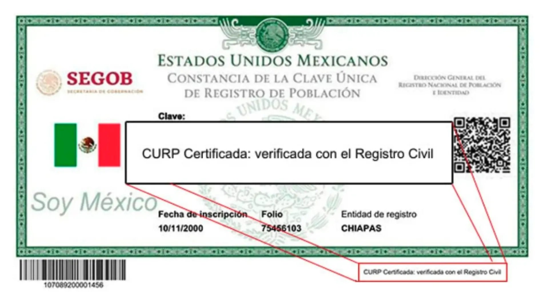 CURP certificada